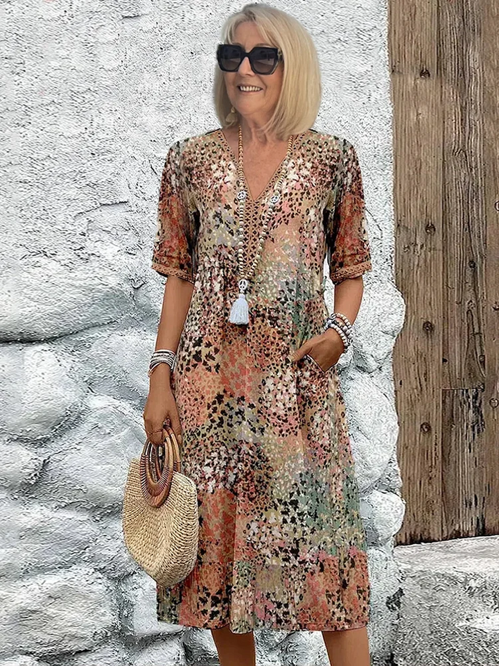 Colorful Knee-Length Dress with Elegant Style