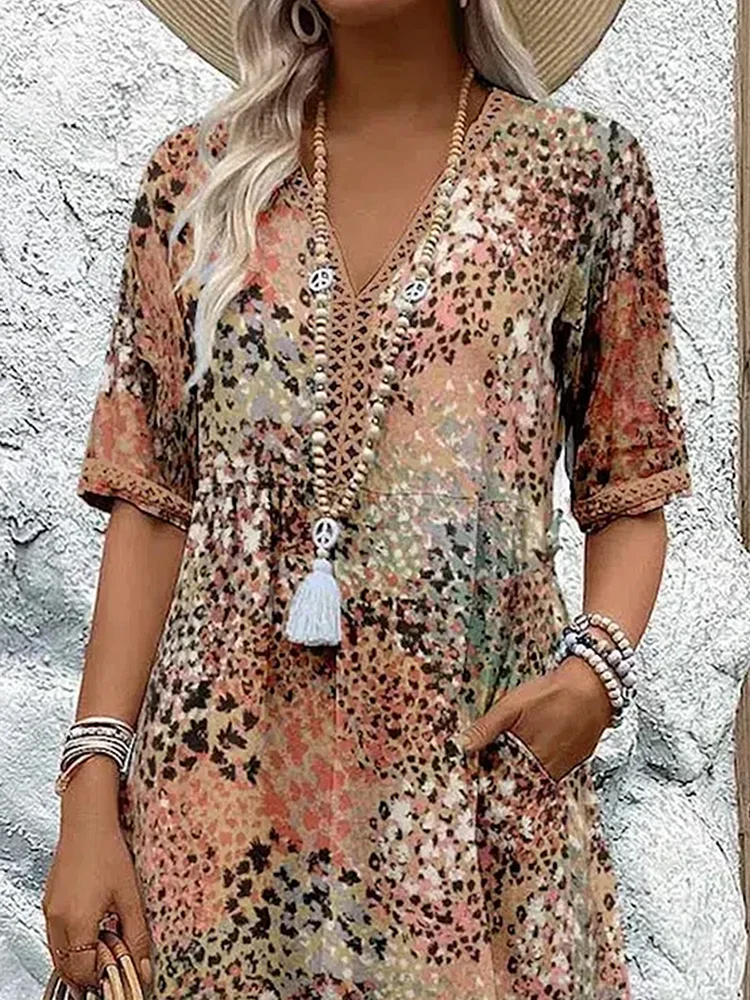 Colorful Knee-Length Dress with Elegant Style