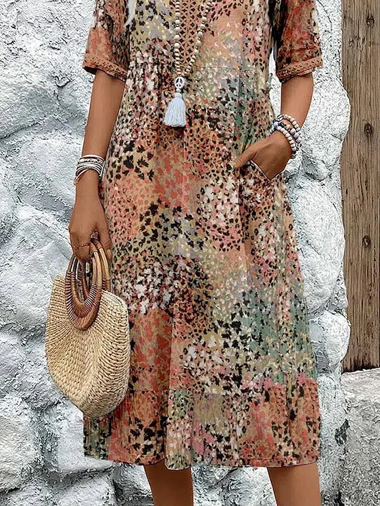 Colorful Knee-Length Dress with Elegant Style