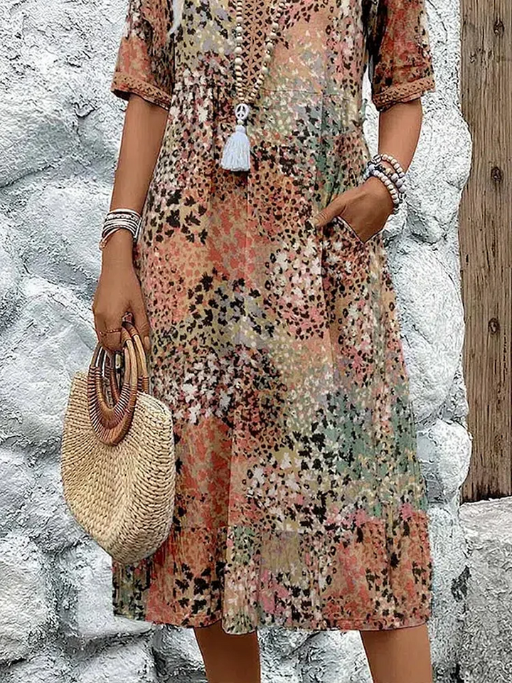 Colorful Knee-Length Dress with Elegant Style