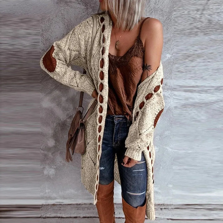 Women's open-knit hooded cardigan