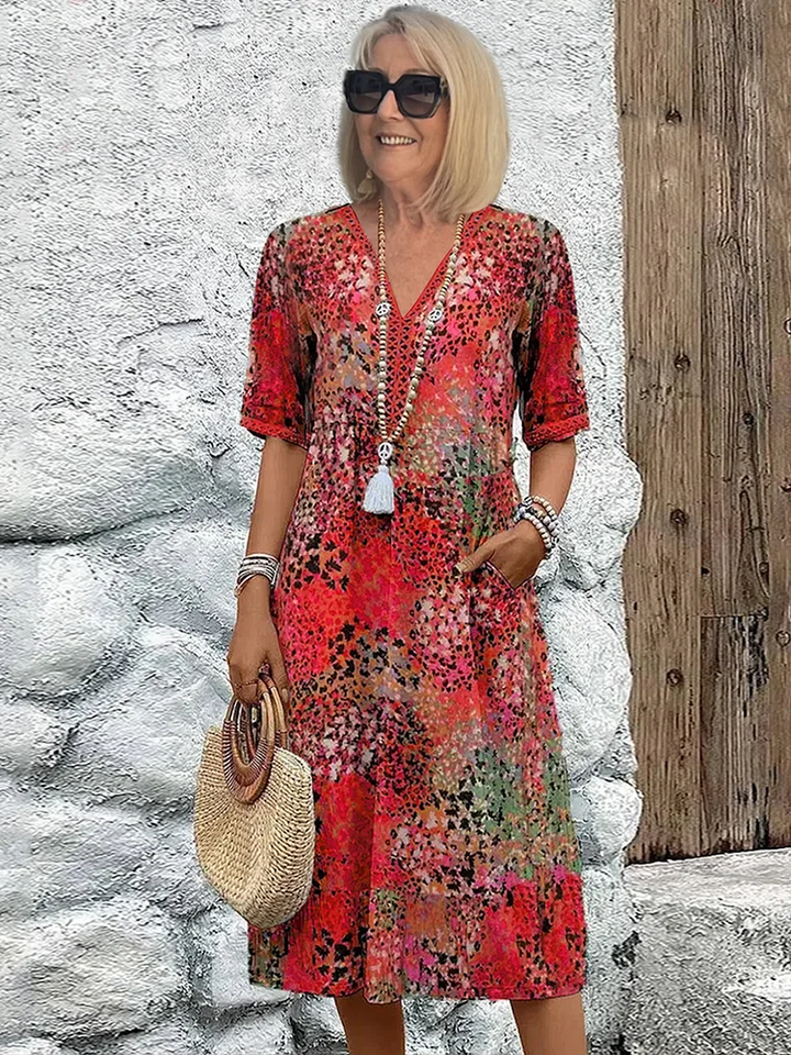 Colorful Knee-Length Dress with Elegant Style