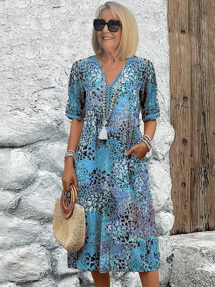 Colorful Knee-Length Dress with Elegant Style