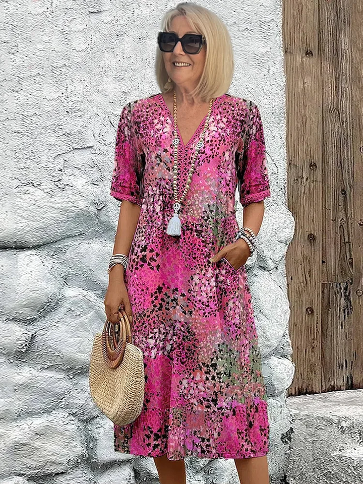 Colorful Knee-Length Dress with Elegant Style