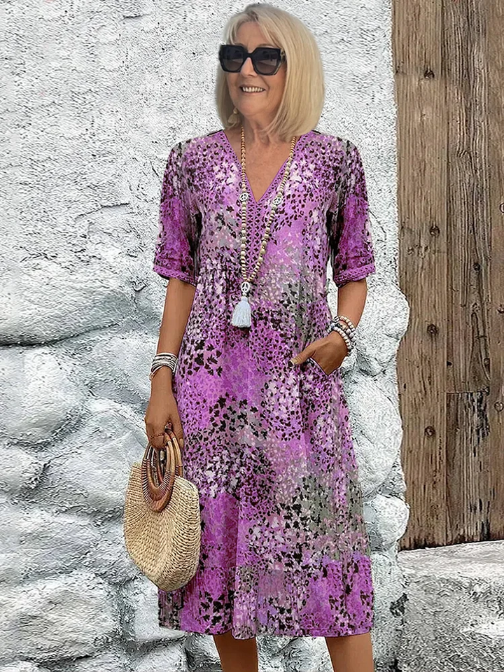 Colorful Knee-Length Dress with Elegant Style