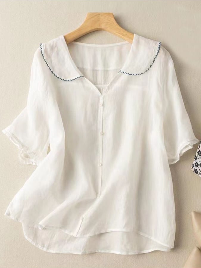 Retro Navy Cotton Shirt for Men