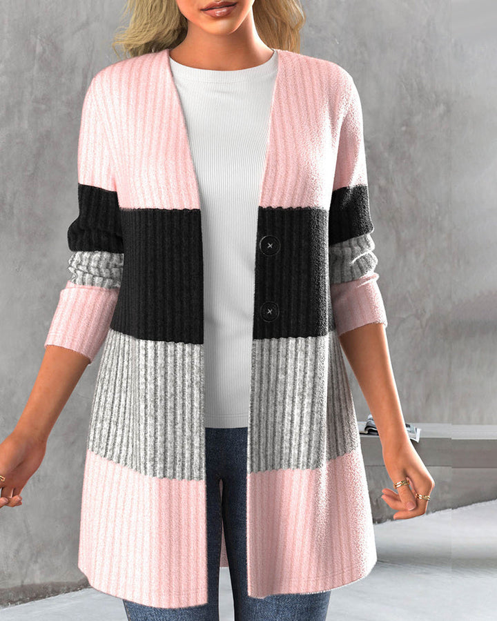 Women's striped buttoned cardigan