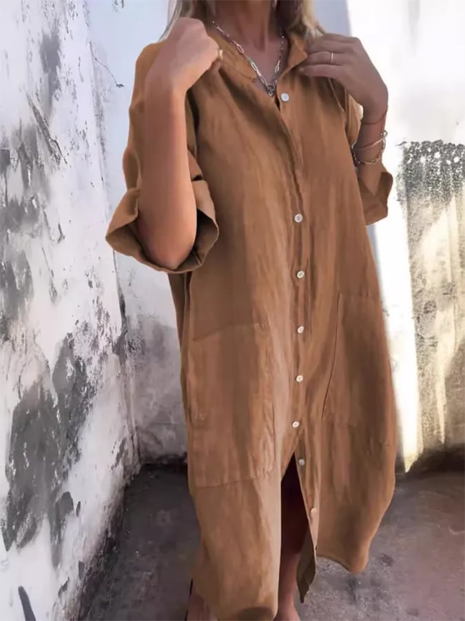 Breezy Dress with Button Accents
