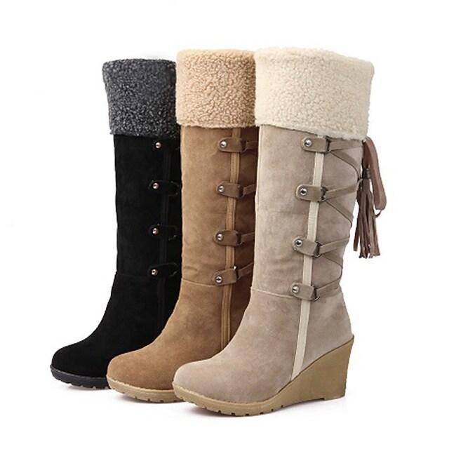 Stylish women's high snow boots with lace-up design
