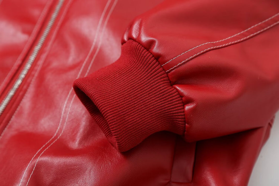 Women's faux leather bomber jacket
