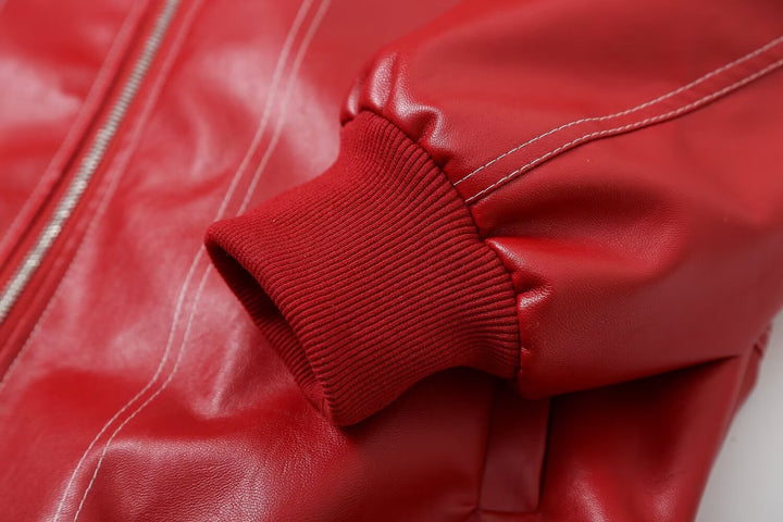 Women's faux leather bomber jacket