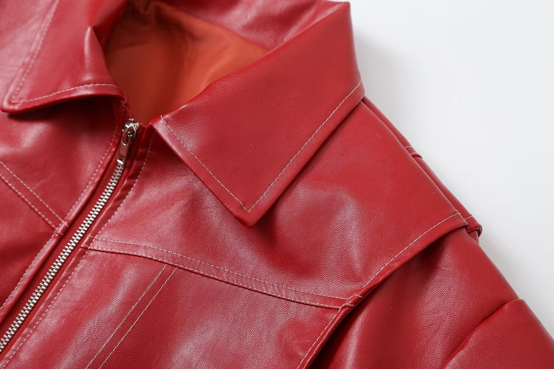 Women's faux leather bomber jacket