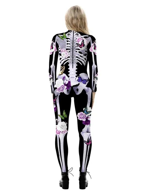 Halloween Skeleton Costume with Butterfly Print