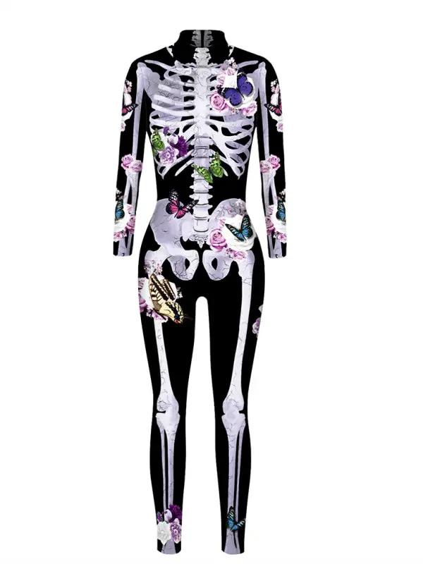 Halloween Skeleton Costume with Butterfly Print