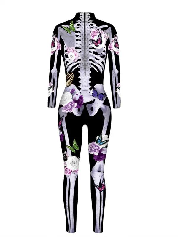Halloween Skeleton Costume with Butterfly Print