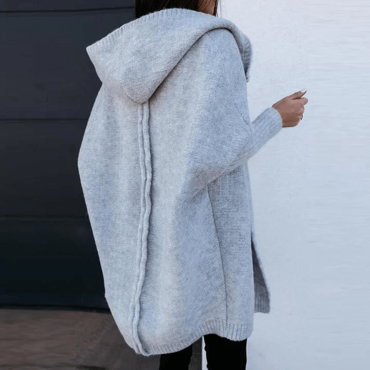Women's open-front knit cardigan with ribbed sleeves
