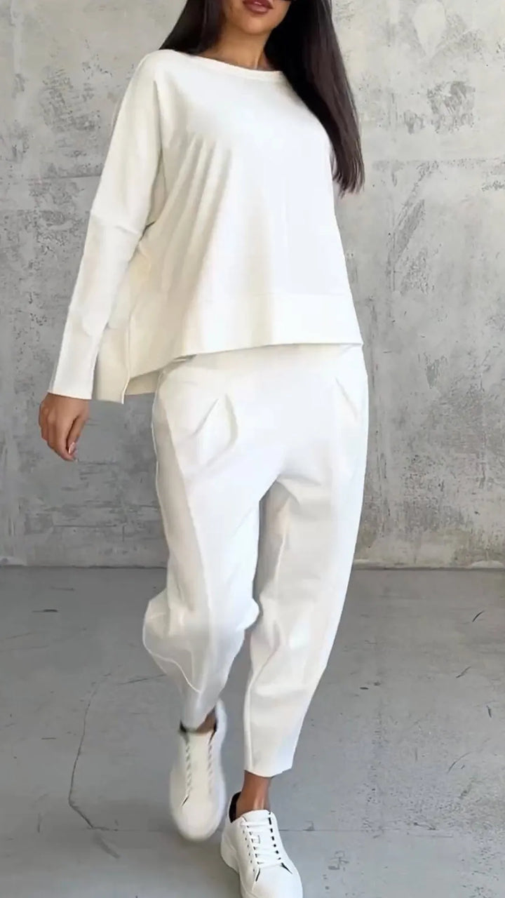 Women's Casual Long Sleeve Top and Harem Pants Set