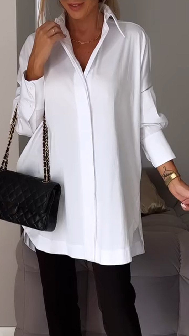 Women's oversized button-up shirt plain