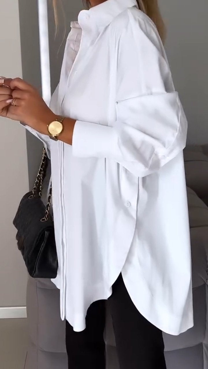 Women's oversized button-up shirt plain
