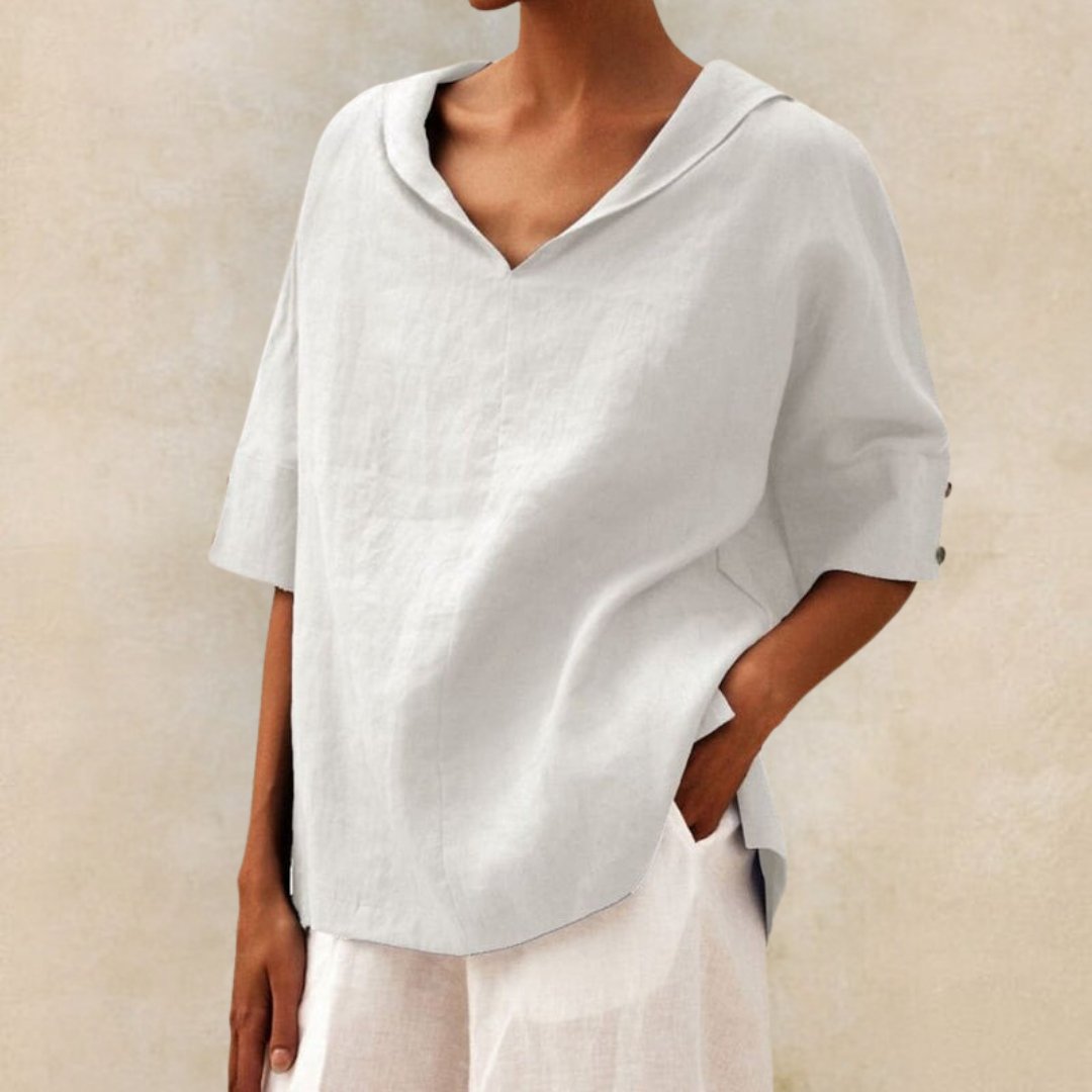 Casual Women's V-Neck Linen Top
