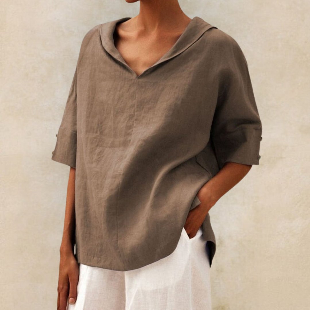 Casual Women's V-Neck Linen Top