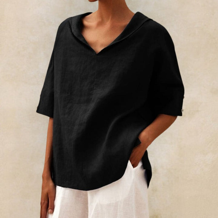 Casual Women's V-Neck Linen Top