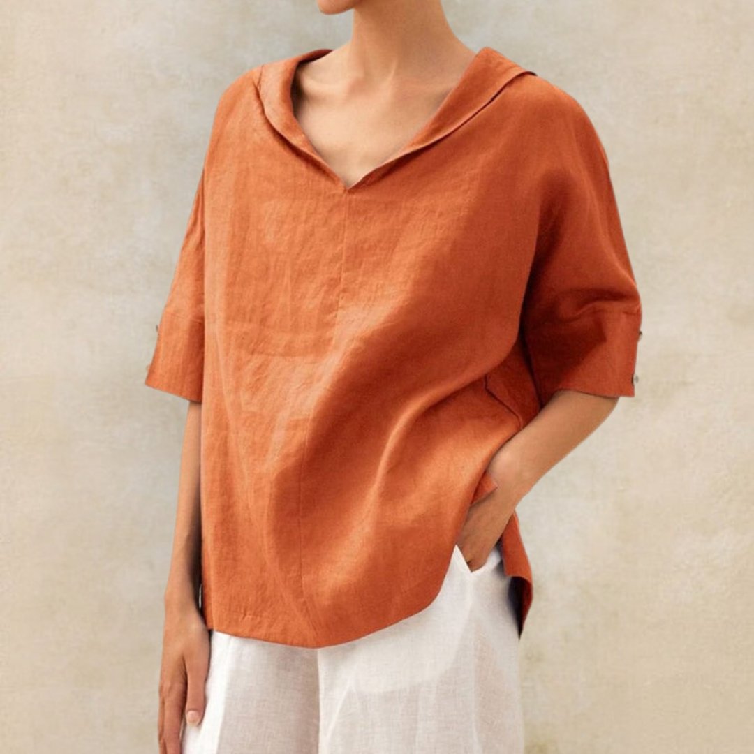 Casual Women's V-Neck Linen Top