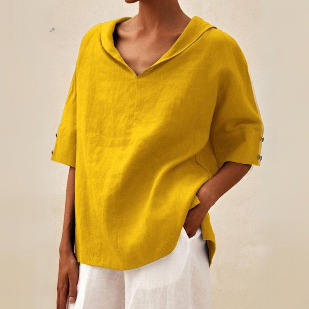 Casual Women's V-Neck Linen Top