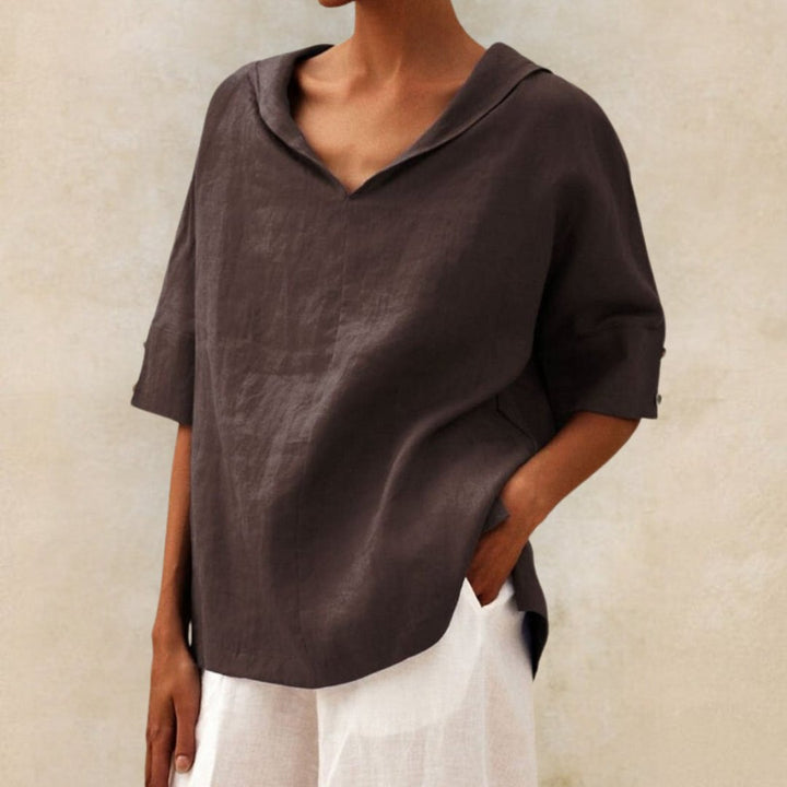 Casual Women's V-Neck Linen Top