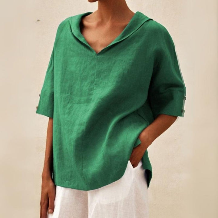 Casual Women's V-Neck Linen Top