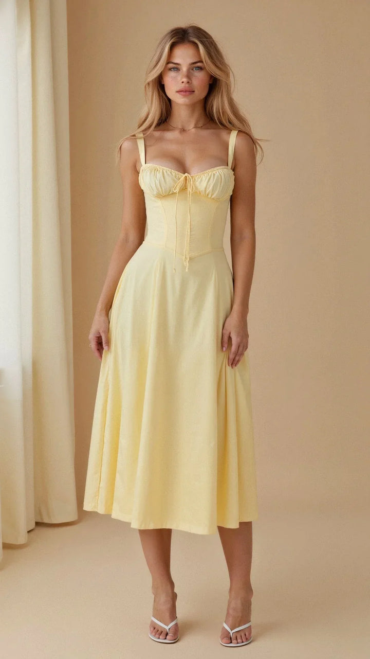 Elegant Floral Bustier Waist Shaper Dress