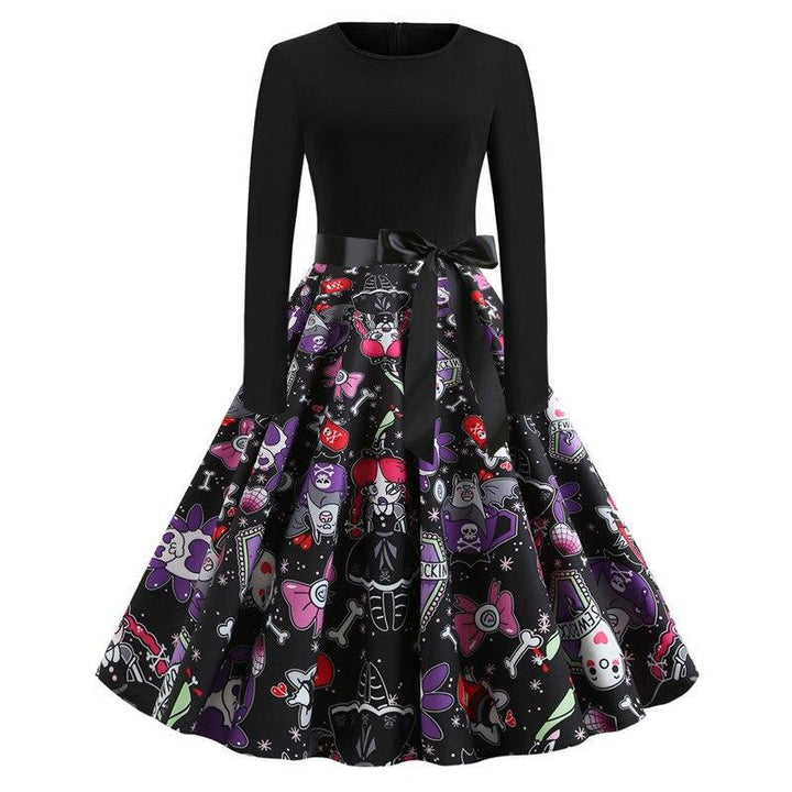 Halloween Gothic Print Midi Costume