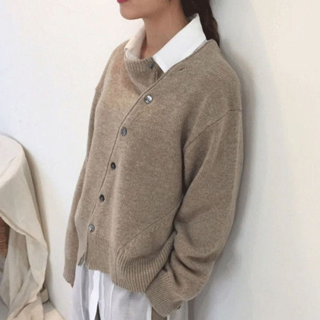 Women's asymmetrical button-up cardigan