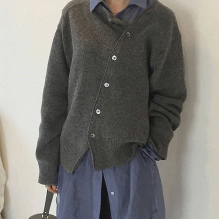 Women's asymmetrical button-up cardigan