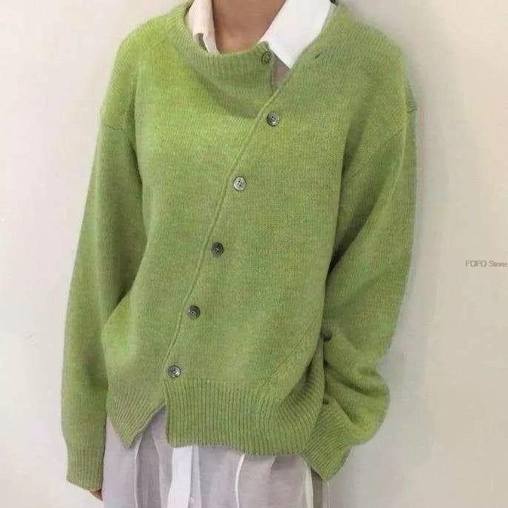 Women's asymmetrical button-up cardigan