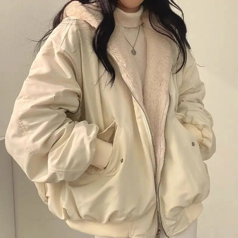 Women's reversible sherpa-lined bomber jacket