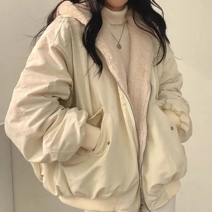 Women's reversible sherpa-lined bomber jacket