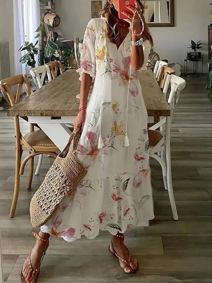 Bohemian Dress with Flattering Waist Design