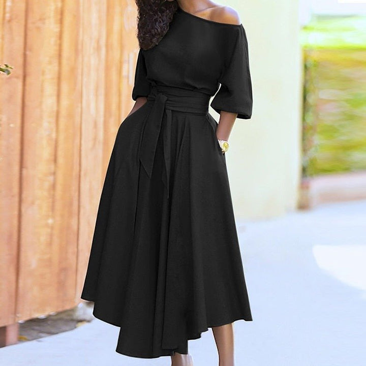 Eco-Friendly A-Line Dress with Tie Waist