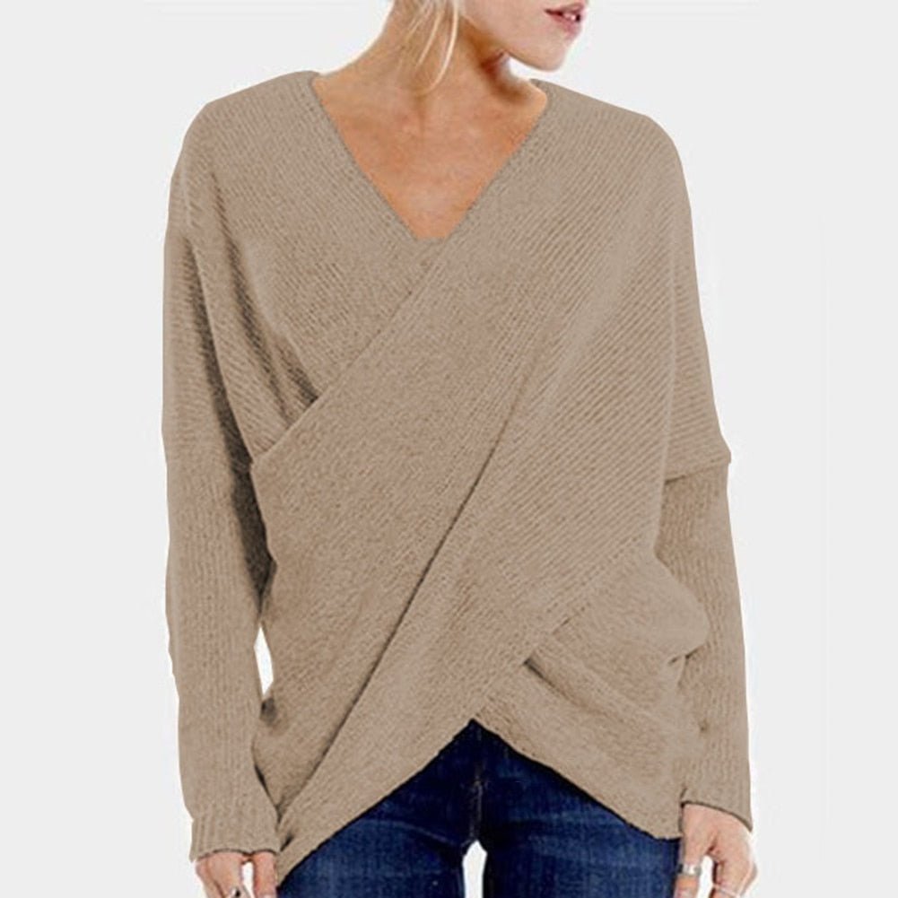 Women's crossover knit sweater