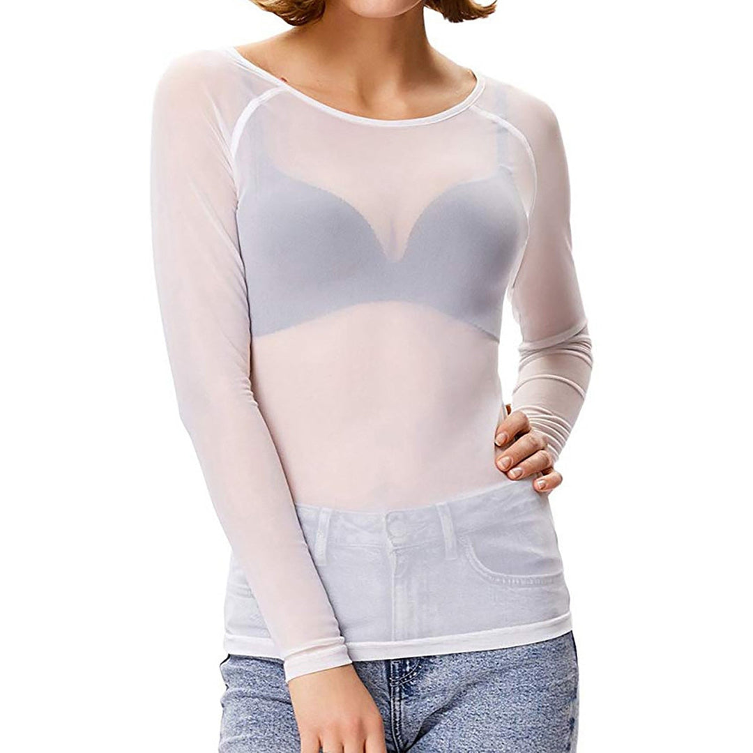 Shiny Mesh Long Sleeve Fashion Shirt