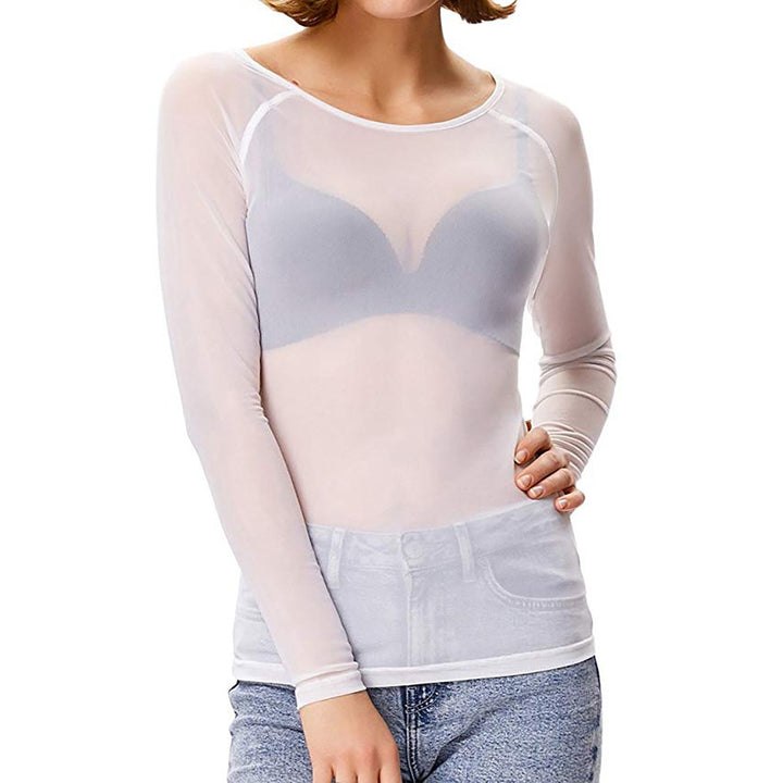 Shiny Mesh Long Sleeve Fashion Shirt