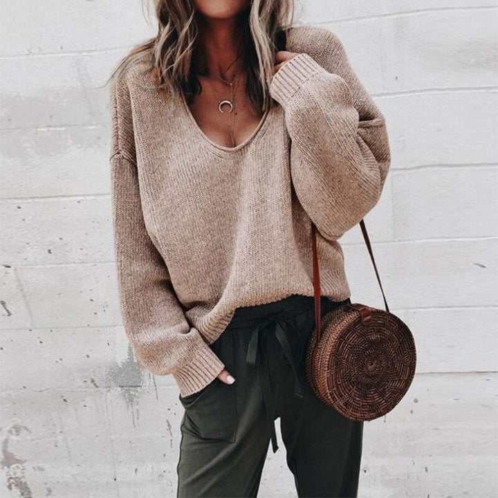Women's cozy knit V-neck sweater