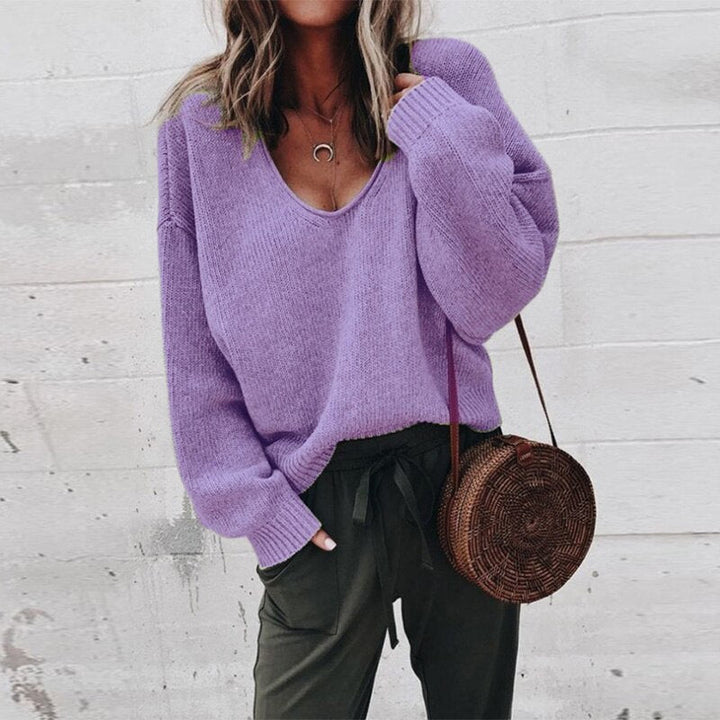 Women's cozy knit V-neck sweater