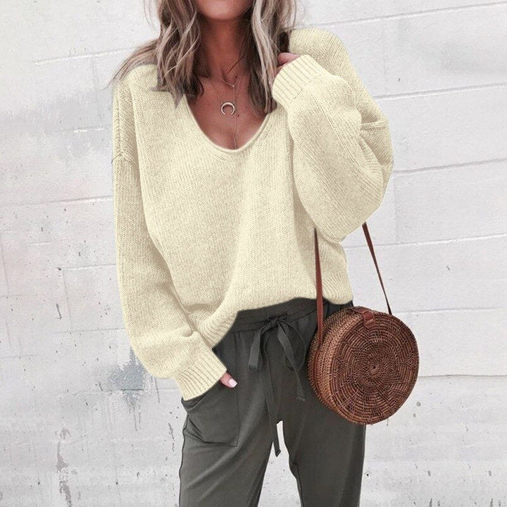 Women's cozy knit V-neck sweater