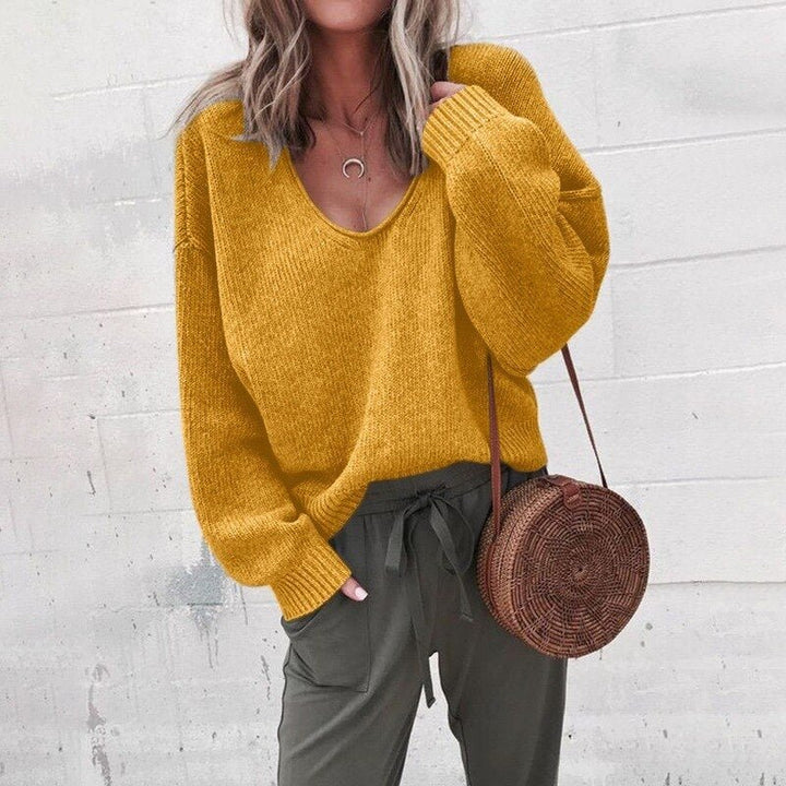 Women's cozy knit V-neck sweater